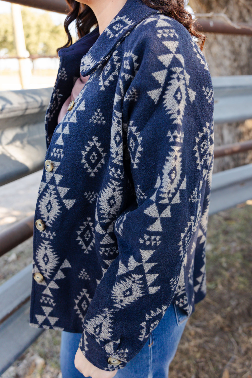 Navy Aztec Shacket