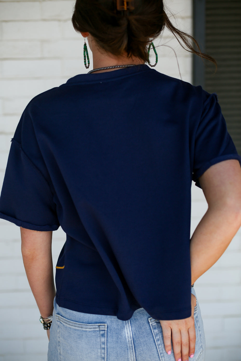 Navy Blue Wild West Embroidered Tee