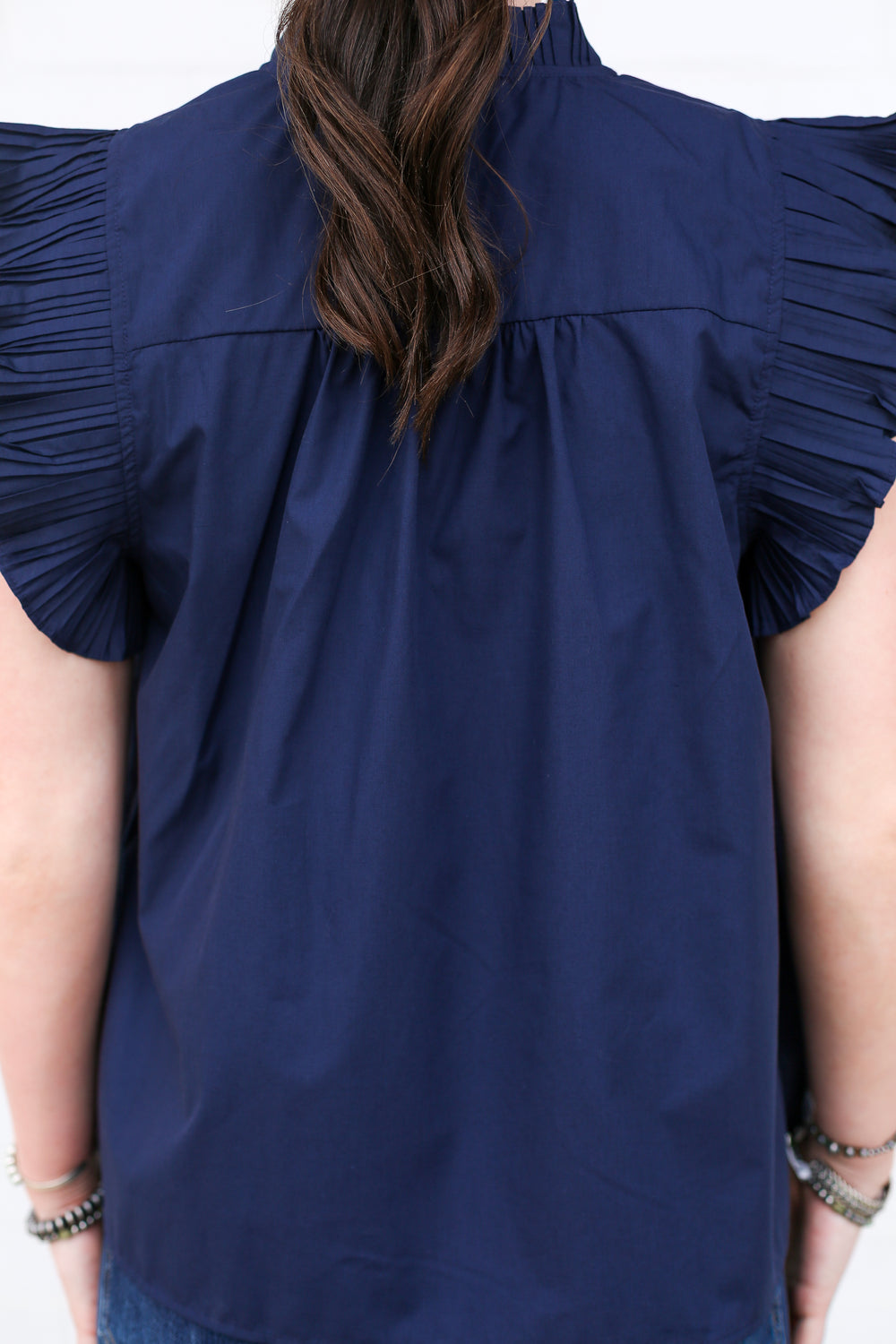 Navy Harper Ruffle Blouse