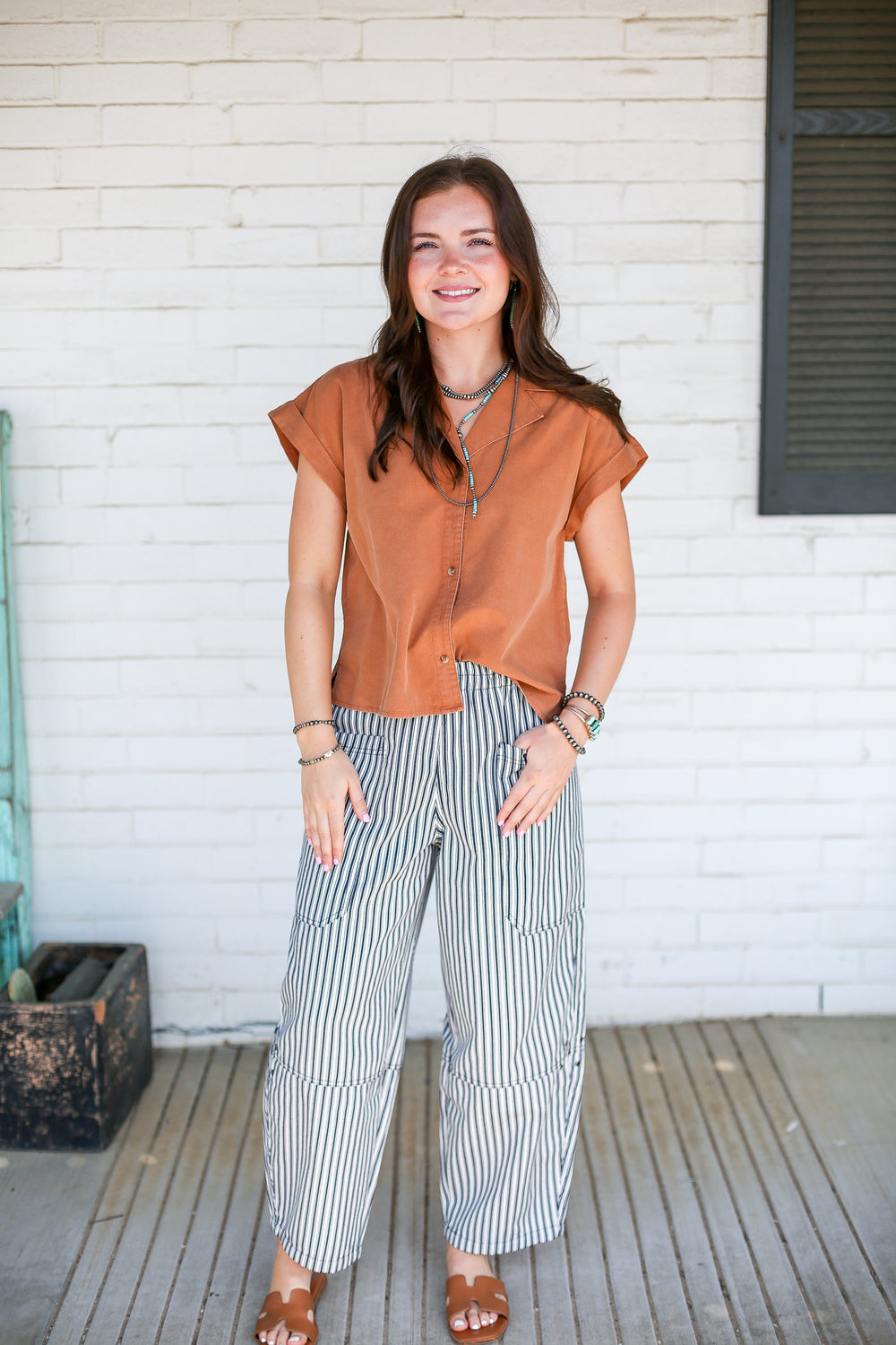 Navy Pinstripe Parachute Pants