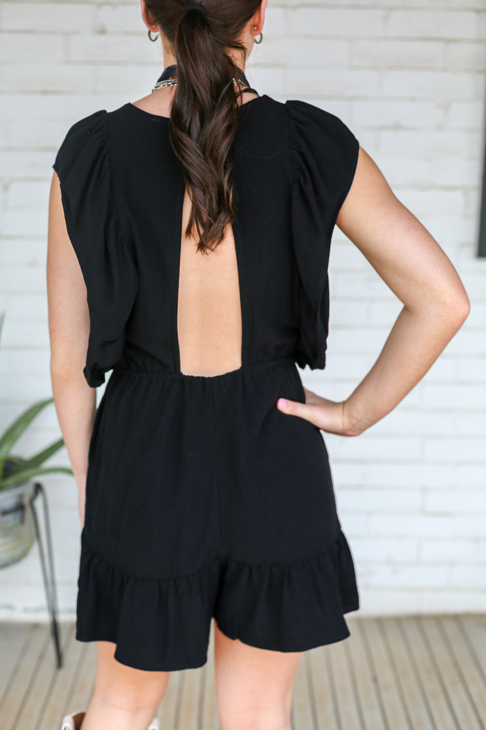 Nightly Black Barely Blushing Romper