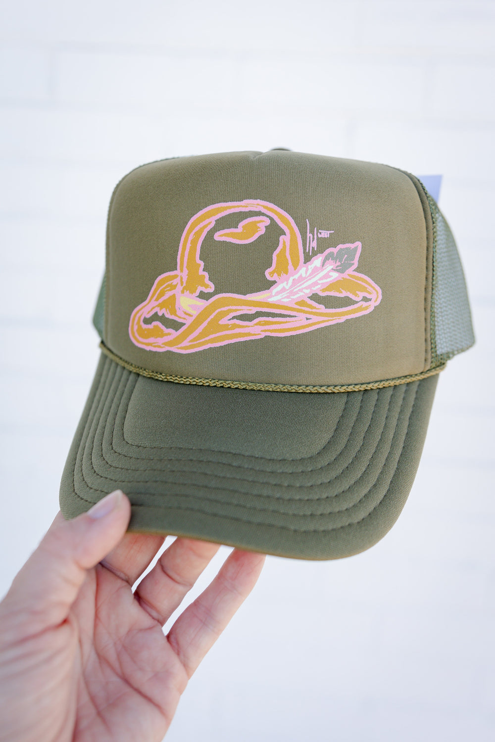 Olive Cowboy Hat Trucker