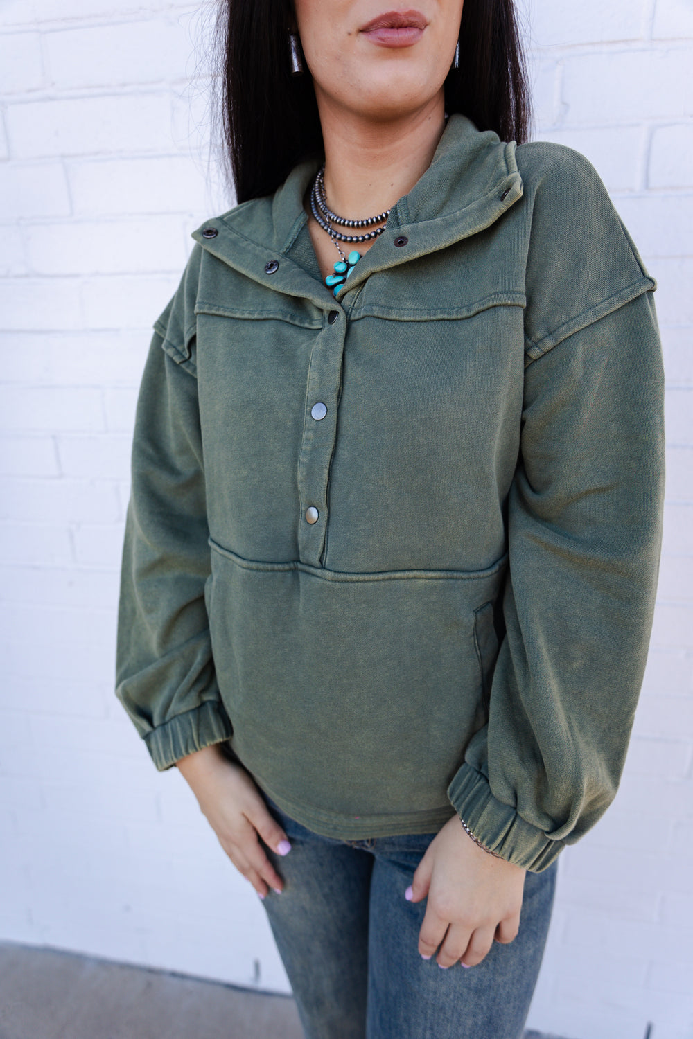 Olive Mineral Washed Sweater