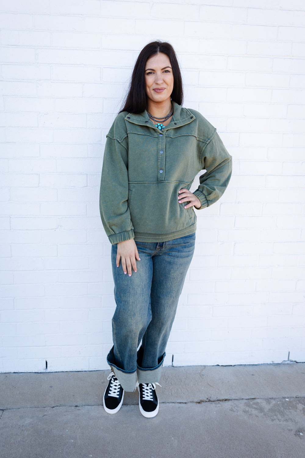 Olive Mineral Washed Sweater