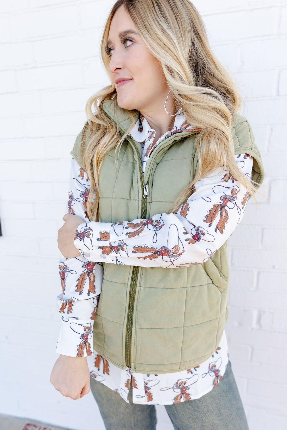 Olive Quilted Vest