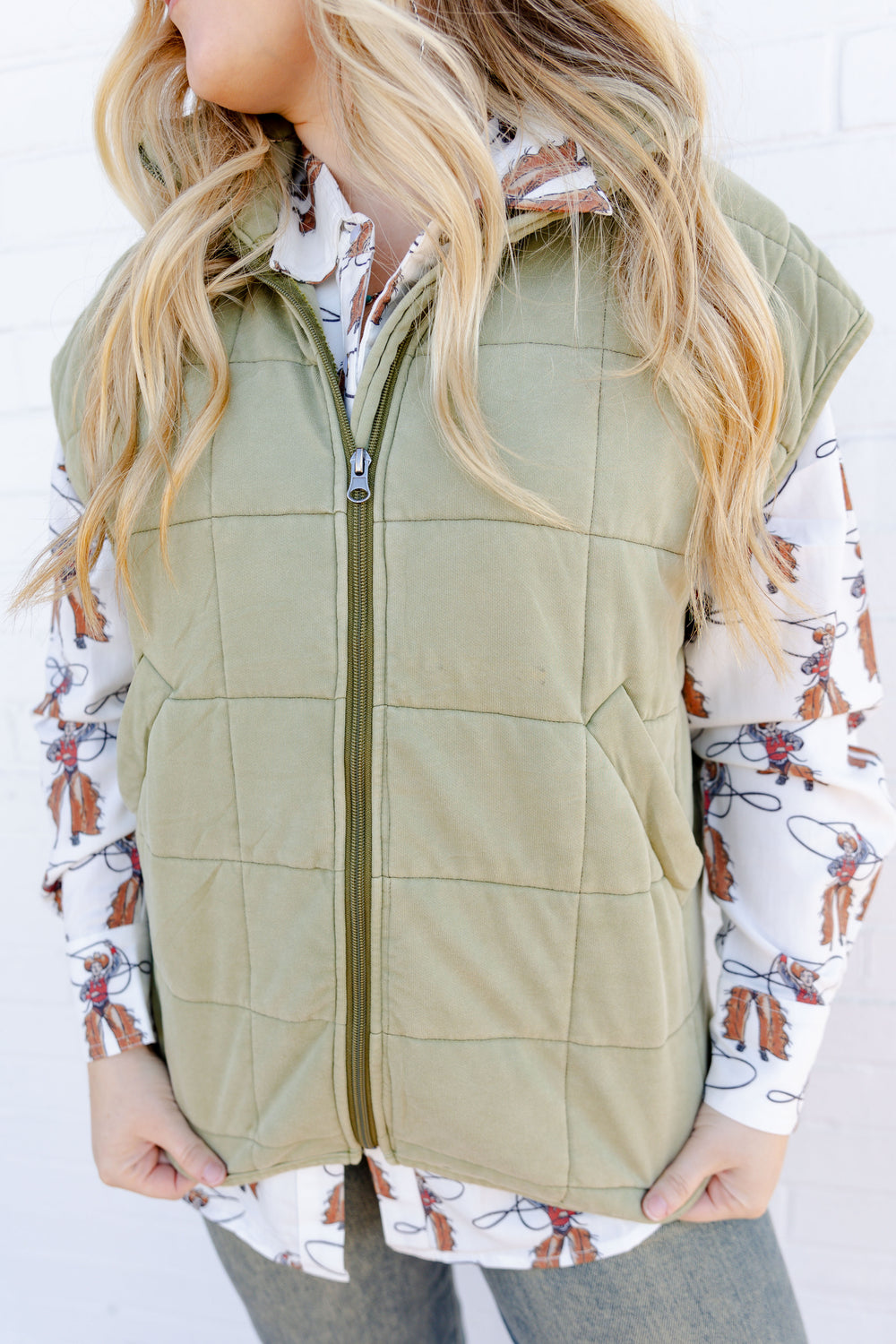 Olive Quilted Vest