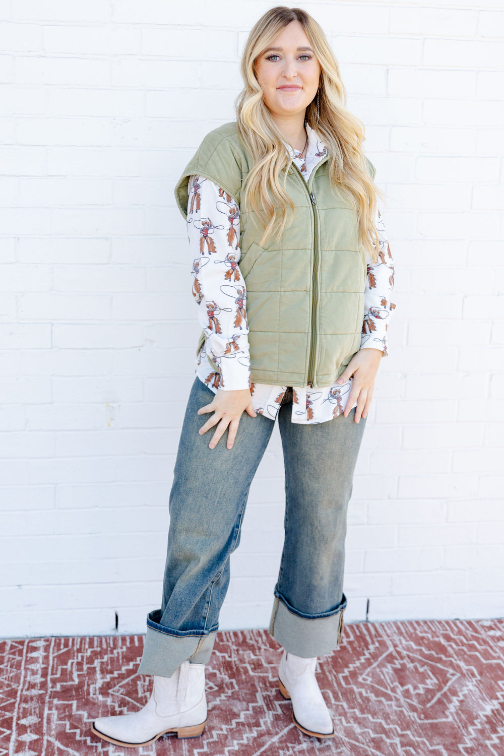 Olive Quilted Vest