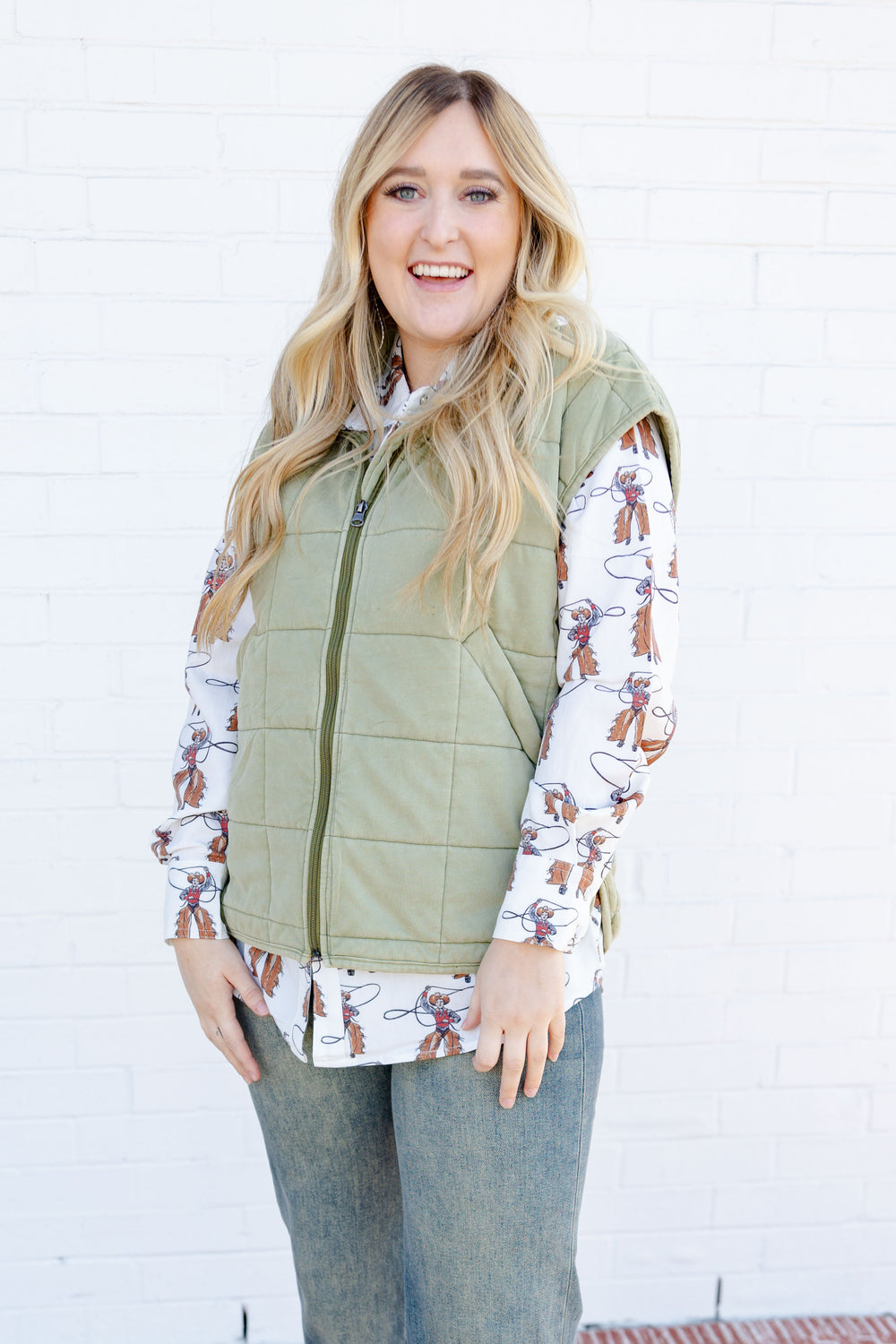 Olive Quilted Vest