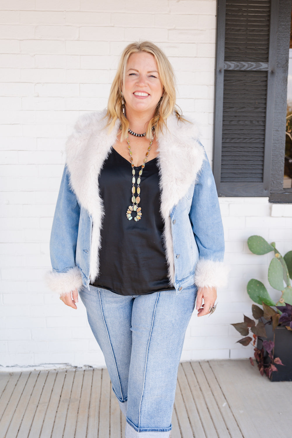 Over Sized Denim Fur Coat