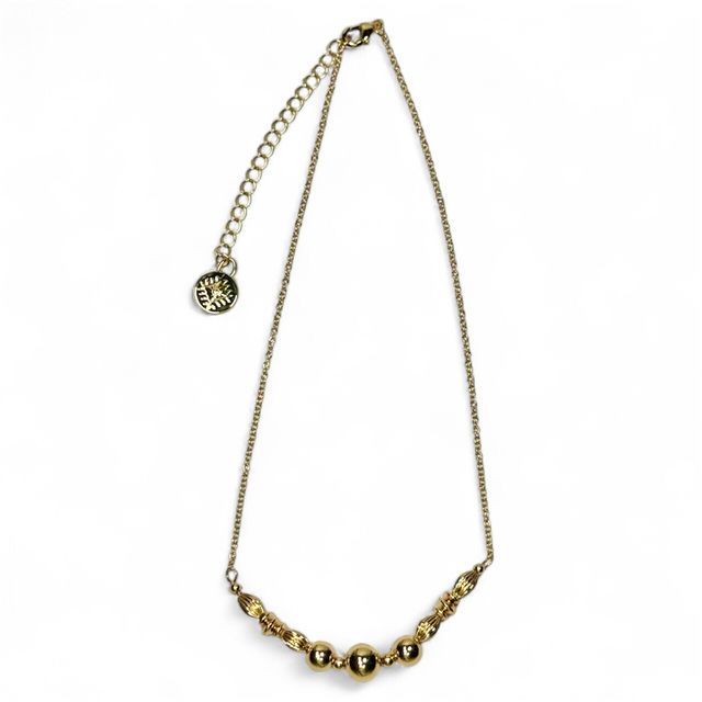 15" 18k Gold Plated Beaded Bar Necklace