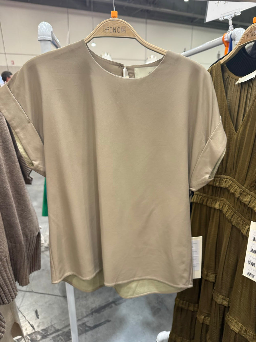 Taupe Cap Sleeve Pleather Top
