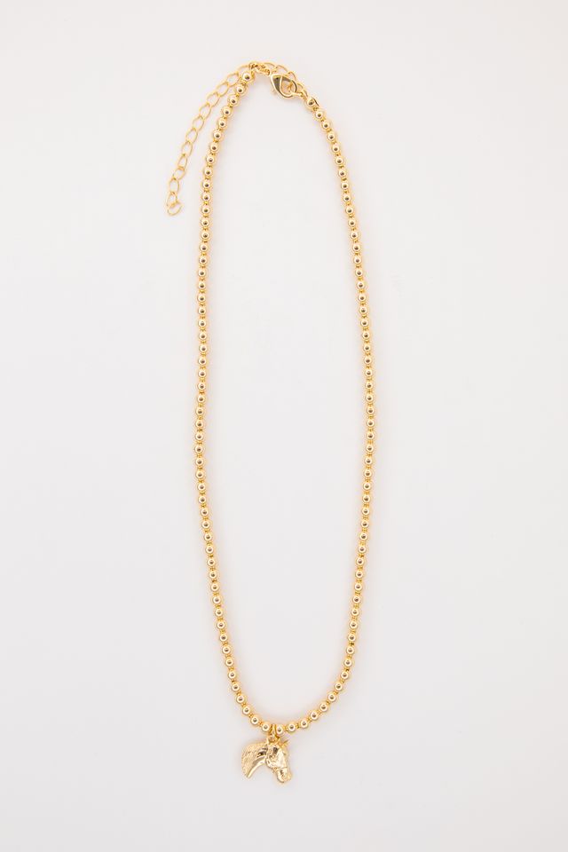 16" 18k Gold Plated Necklace With Horse Head Charm