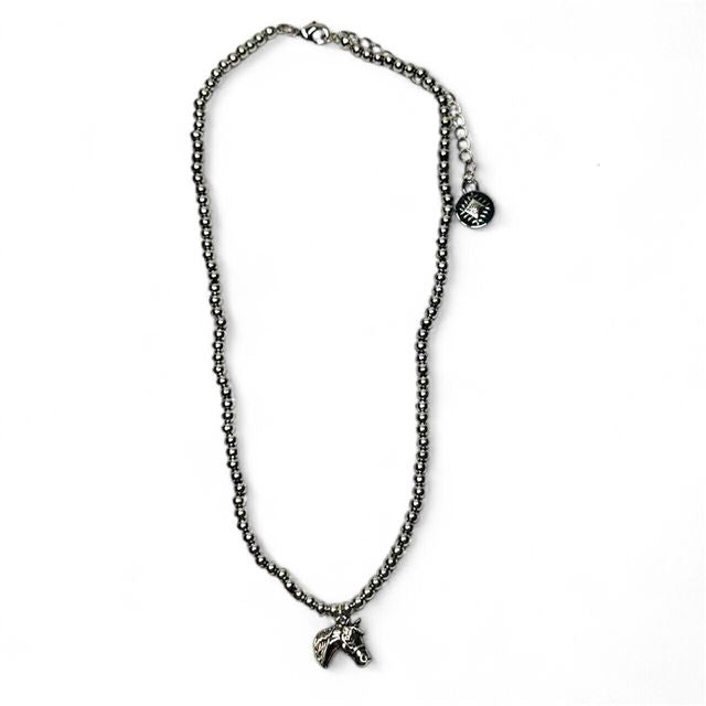 16" 18k White Gold Plated Necklace With Horse Head Charm