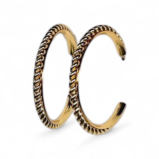 1.75" 18k Gold Plated Hoop Earring With Burnished Twist Detailing