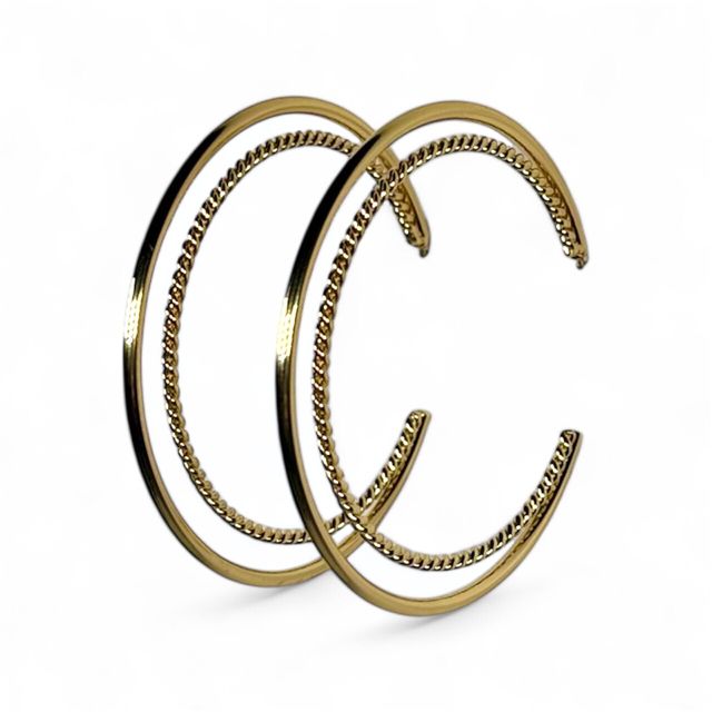 2.25" 18k Gold Plated Double Hoop Earrings