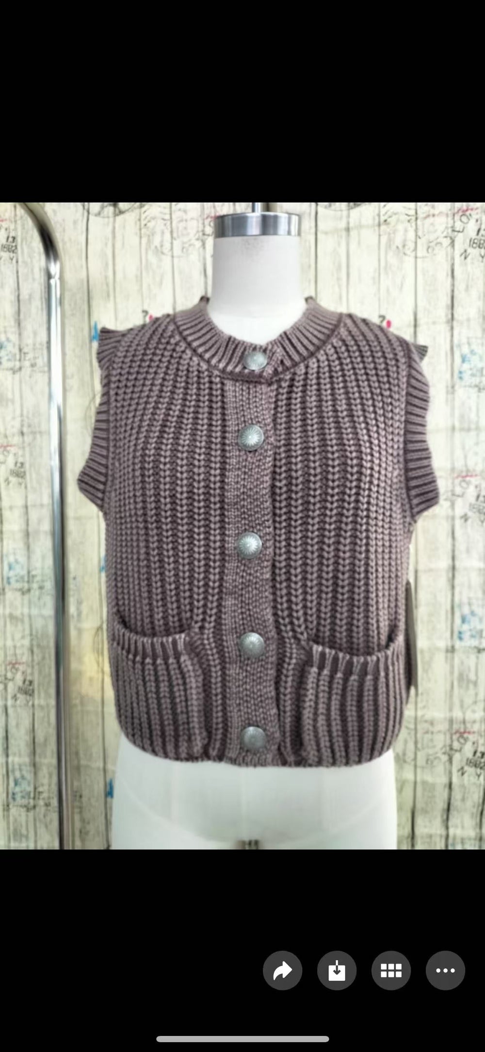 Brown Corded Concho Button Vest