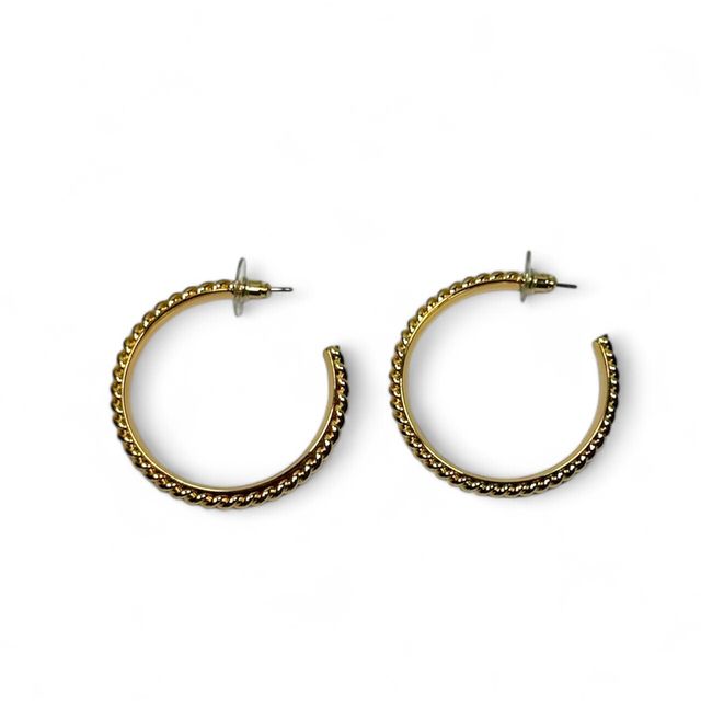 1.75" 18k Gold Plated Hoop Earring With Burnished Twist Detailing