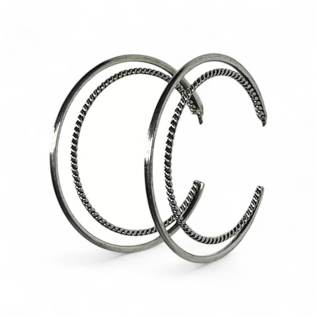 2.25" 18k White Gold Plated Double Hoop Earrings