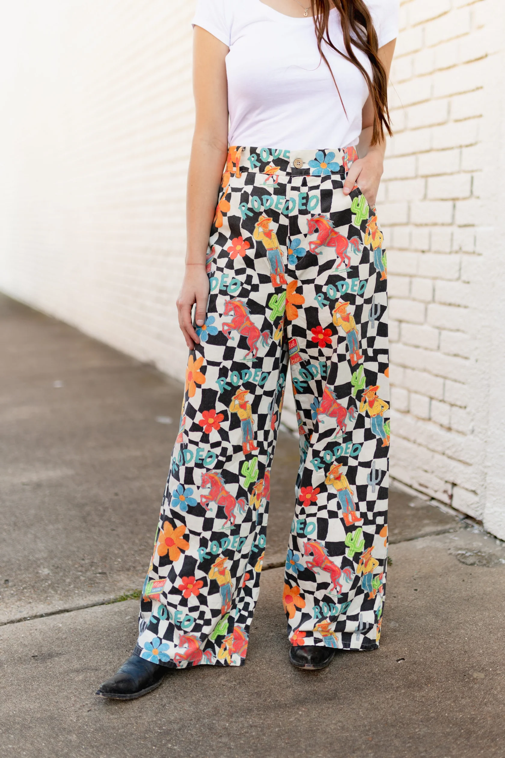 Retro Cowboy Checkered Pants