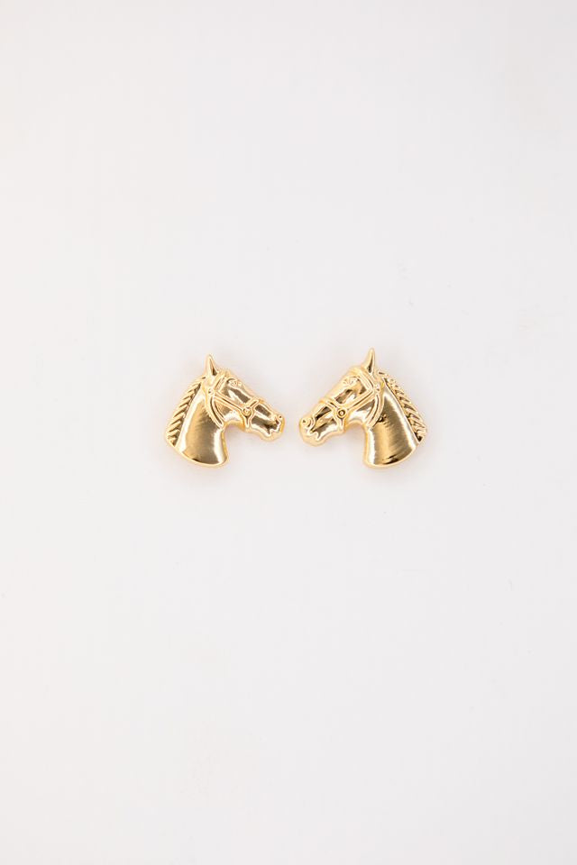.5" 18k Gold Plated Burnished Horse Head Stud Earring