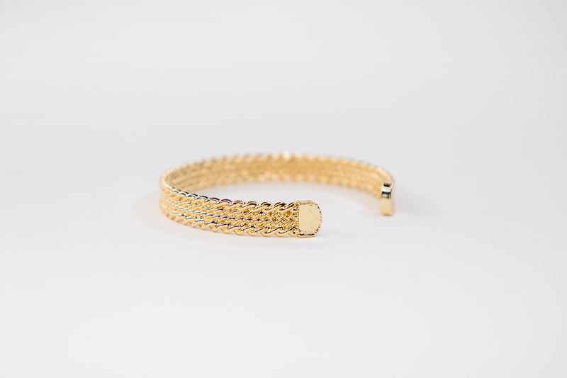 18k Gold Plated 4 Strand Rope Cuff Bracelet