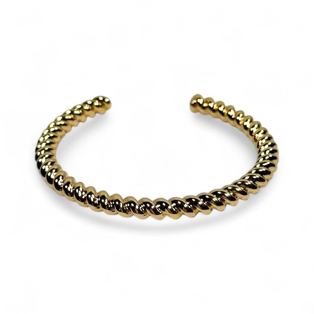 18k Gold Plated Burnished Chunky Rope Cuff