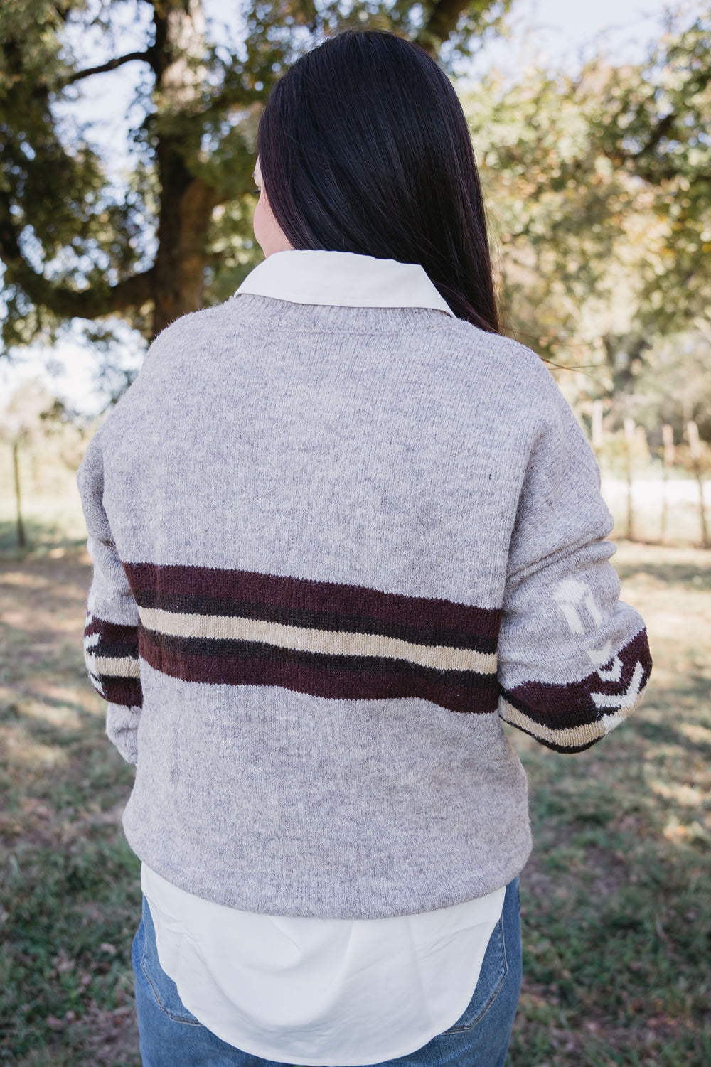 Oatmeal Aztec Knit Sweater