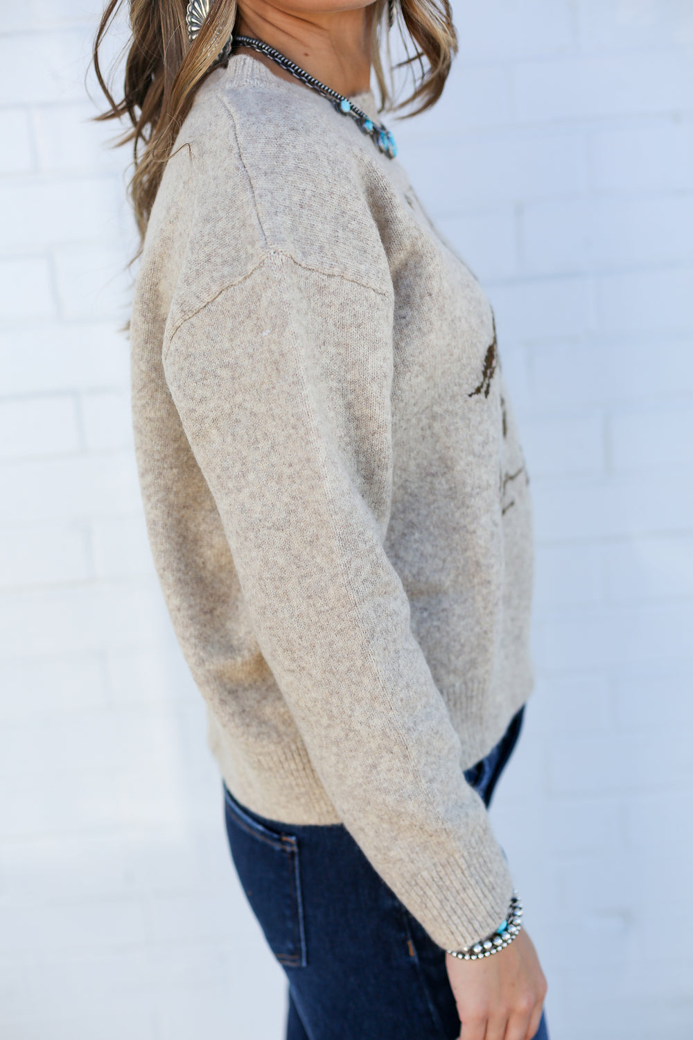 Oatmeal Bucking Horse Sweater