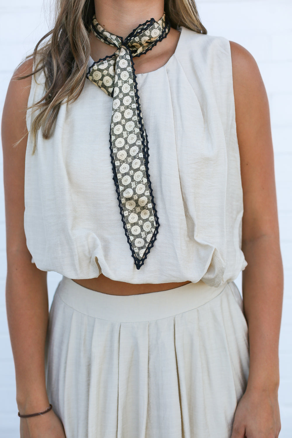 Oatmeal Pleated Bubble Skirt Set