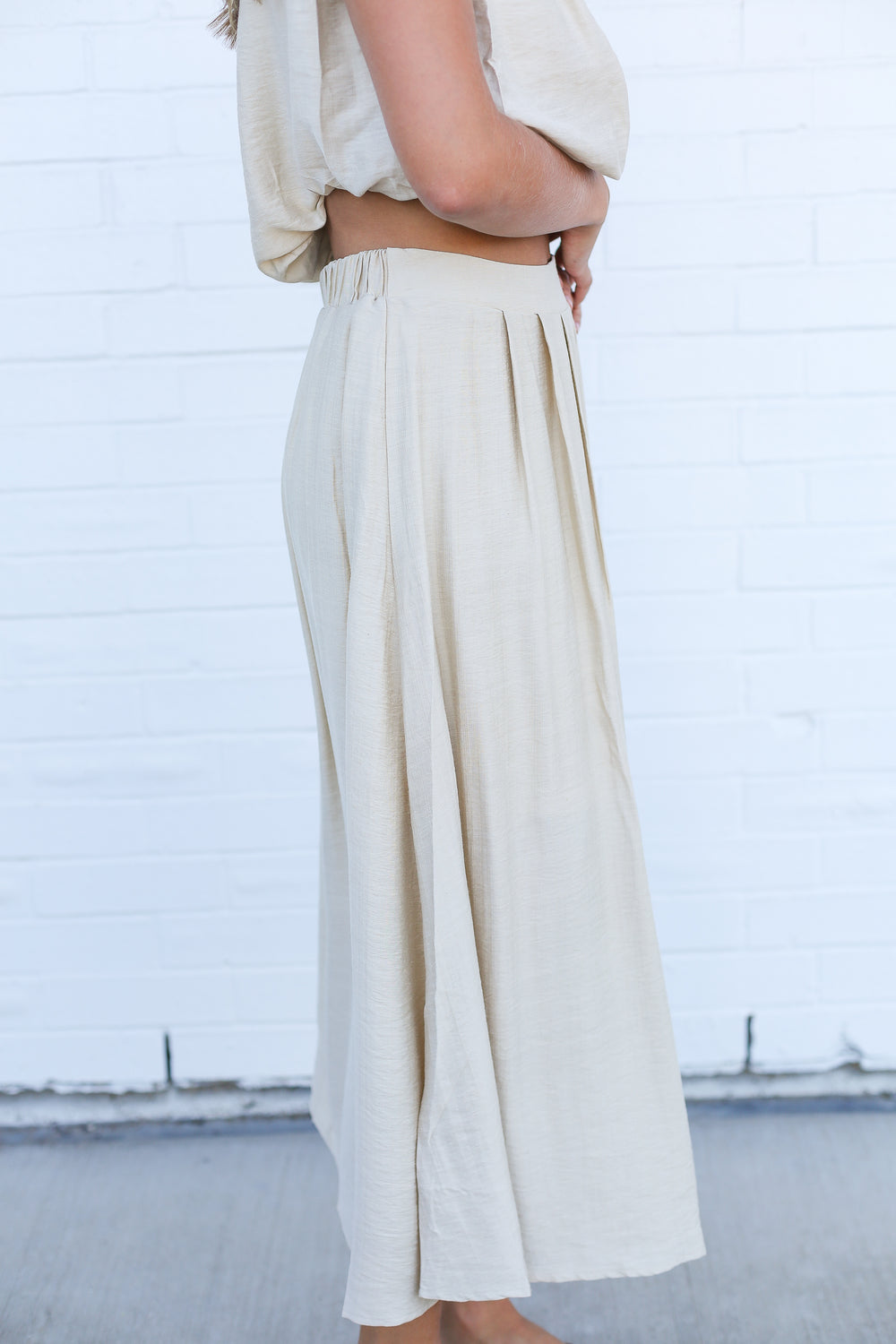 Oatmeal Pleated Bubble Skirt Set