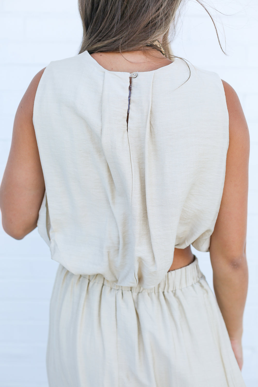 Oatmeal Pleated Bubble Skirt Set