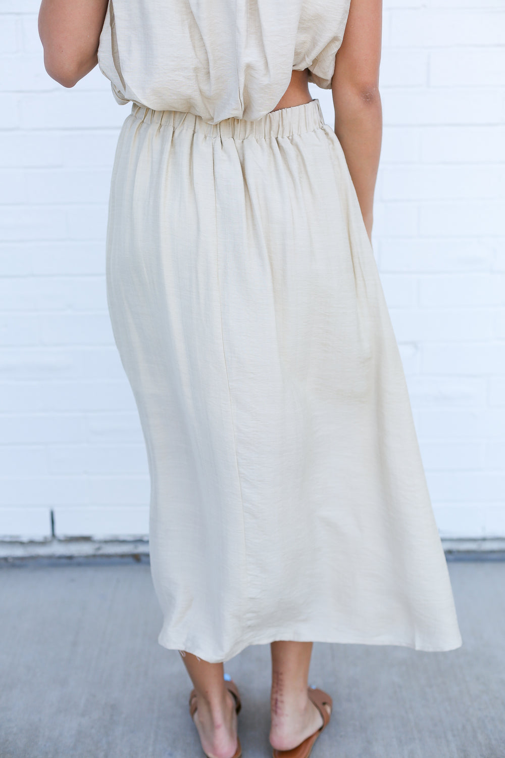 Oatmeal Pleated Bubble Skirt Set