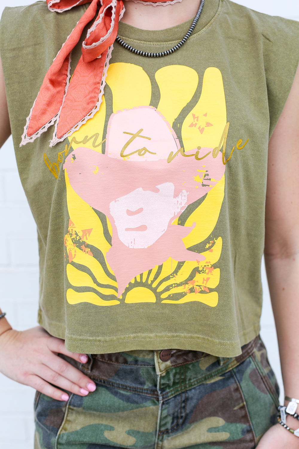 Olive Born To Ride Tank