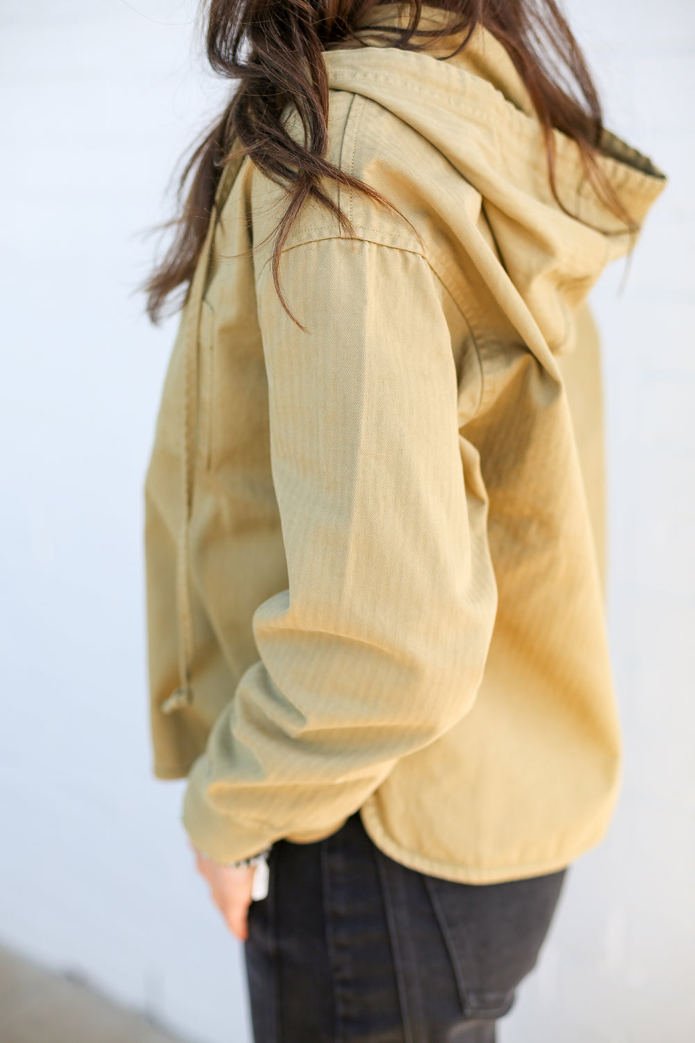 Olive Boxy Fit Hooded Jacket