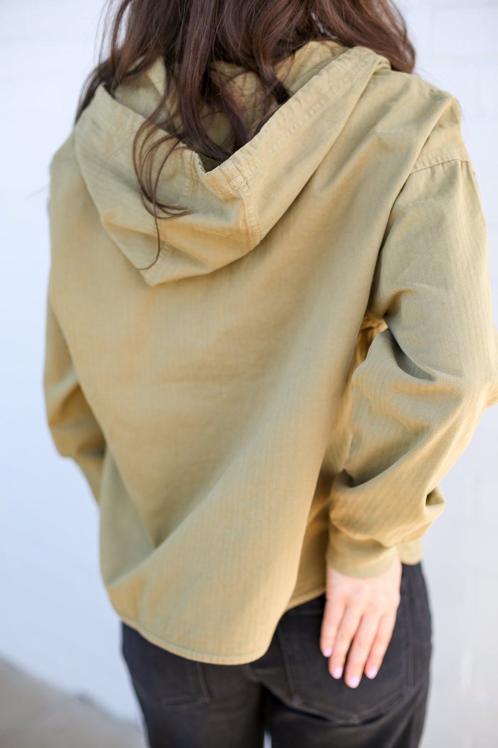 Olive Boxy Fit Hooded Jacket