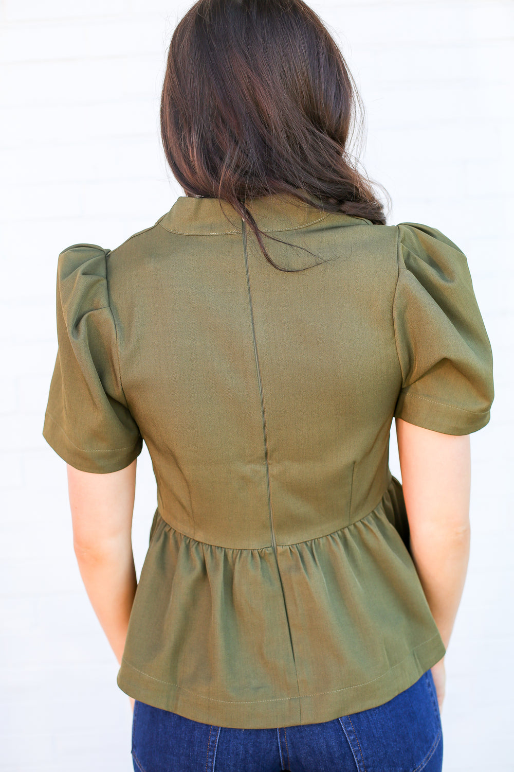 Olive Cleo Puff Sleeve Top