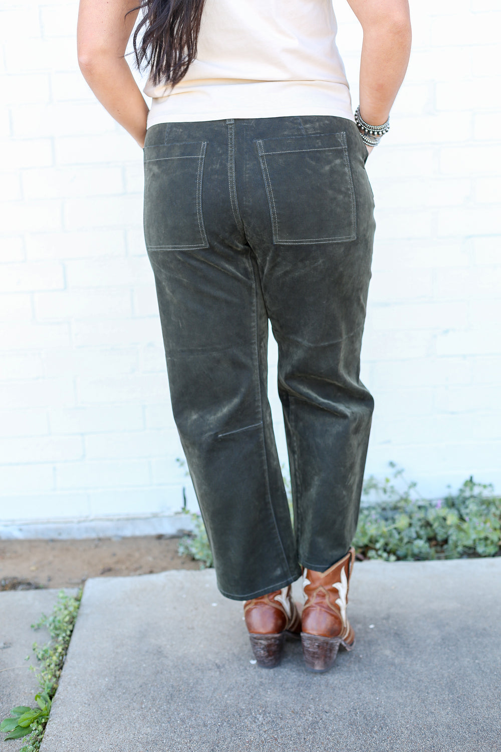 Olive Lasso Barrel Fit Jeans