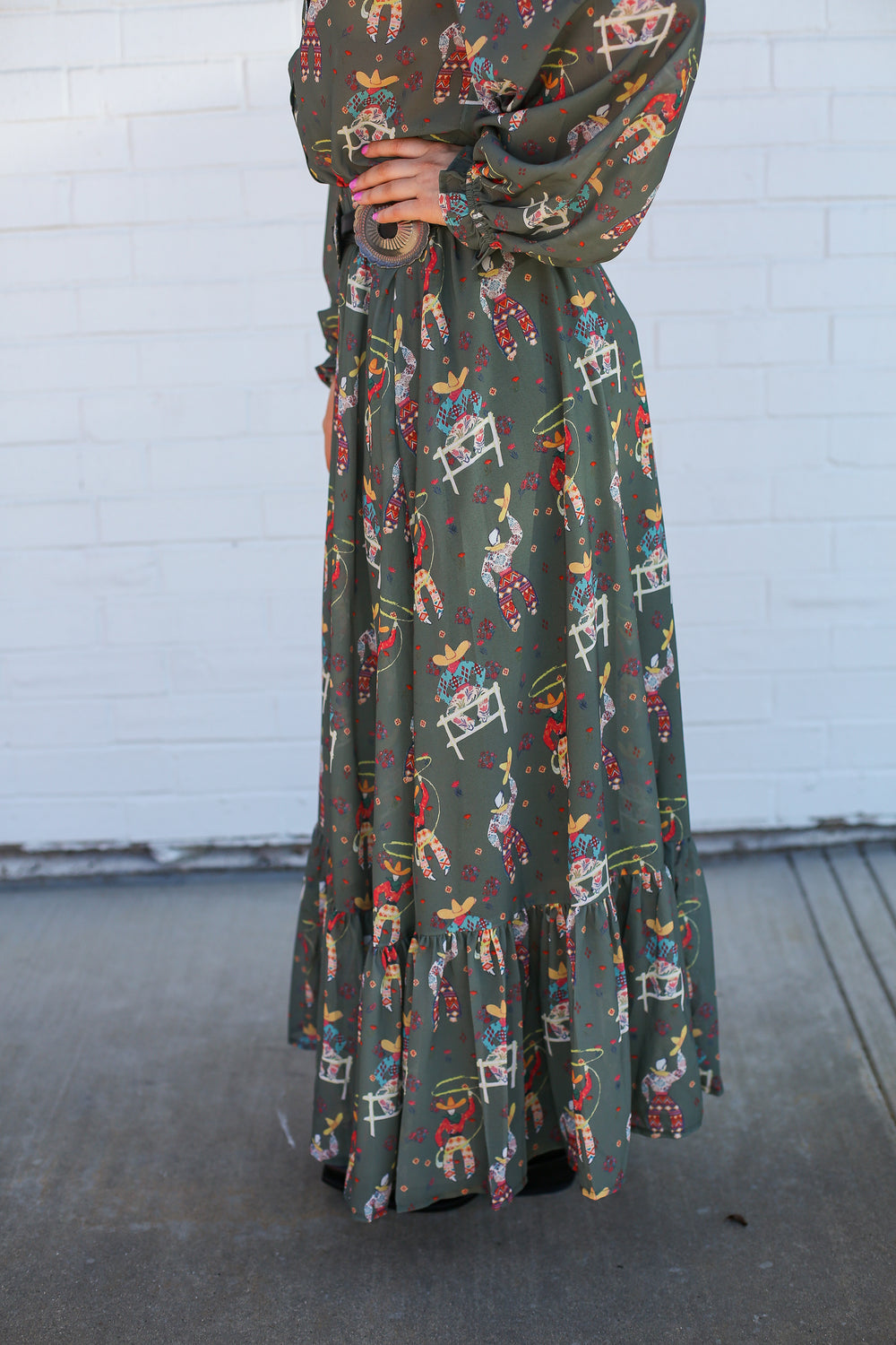 Olive Roping Cowboy Skirt