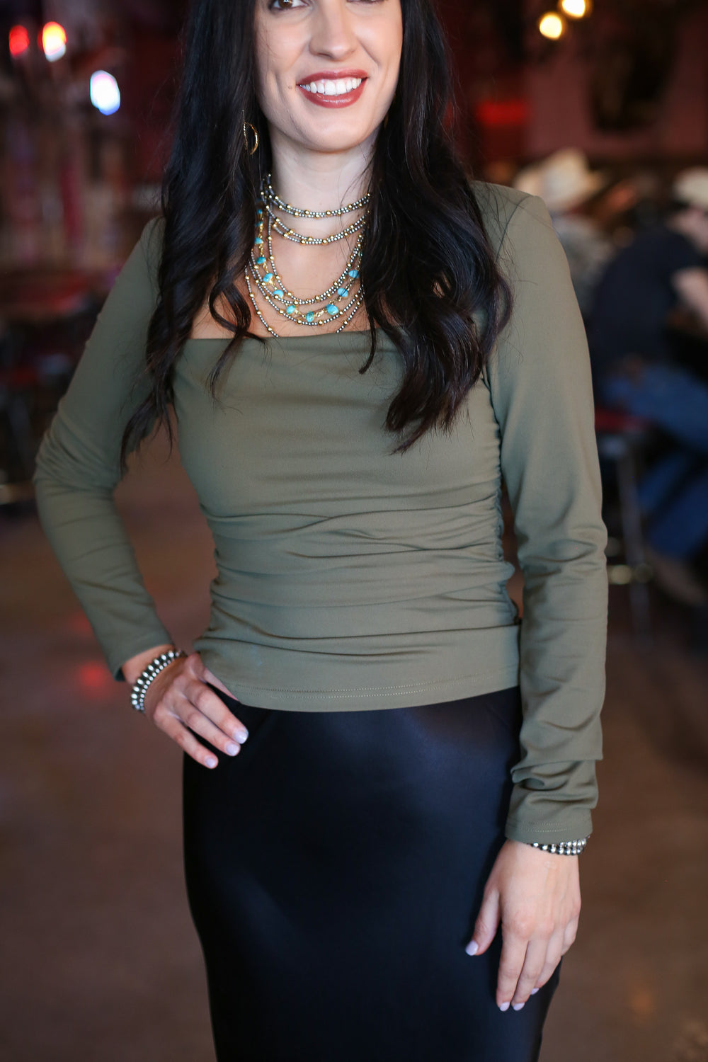 Olive Ruched Rowen Top