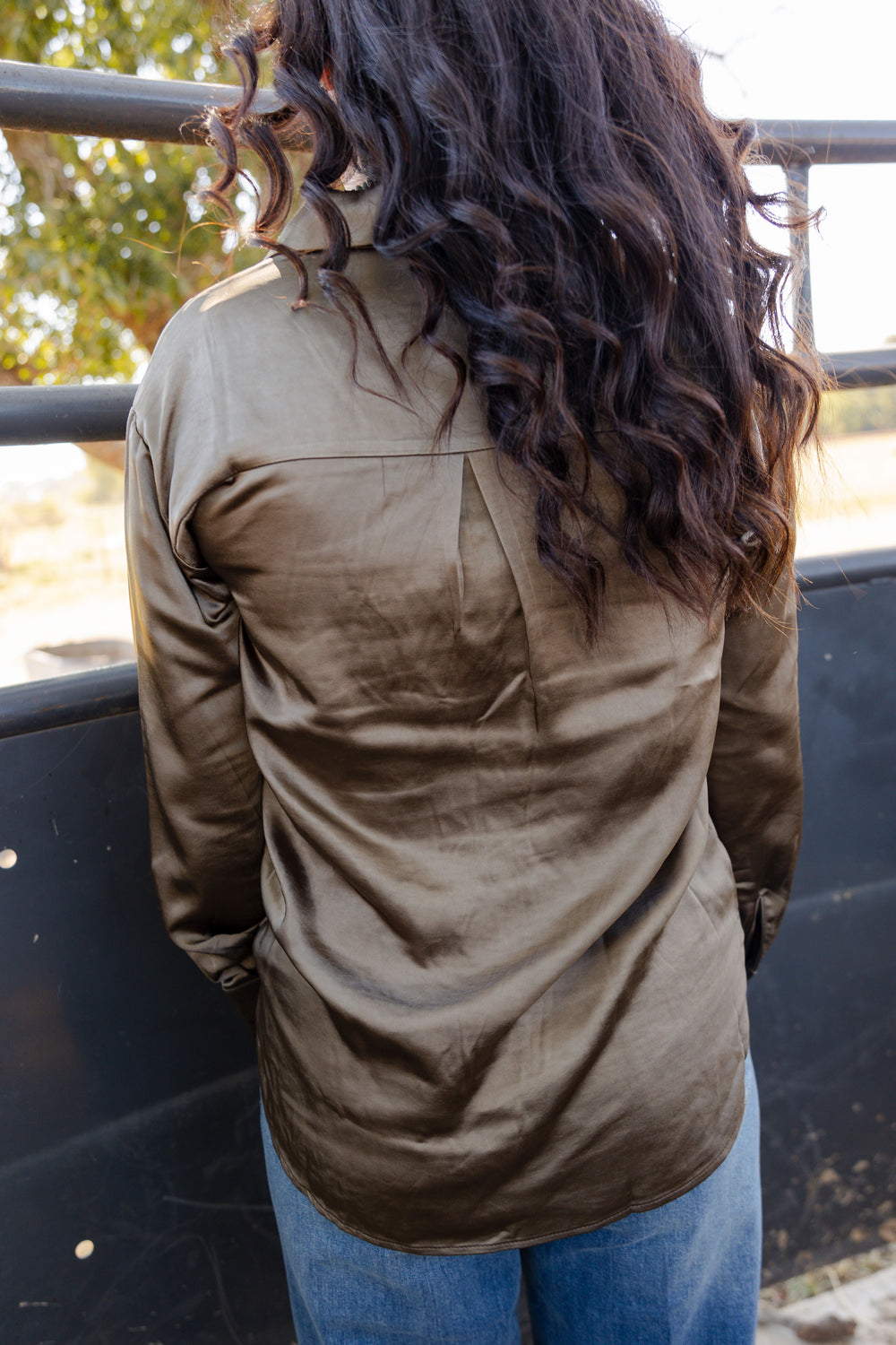 Olive Silky Button Down