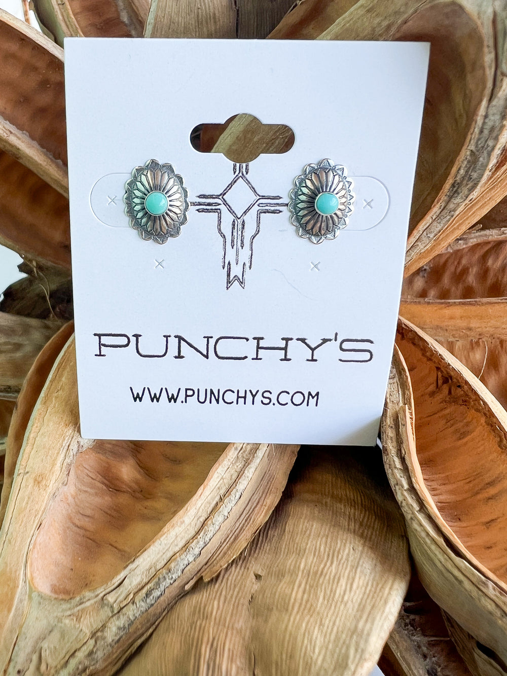 Oval Flower with Turquoise Stud