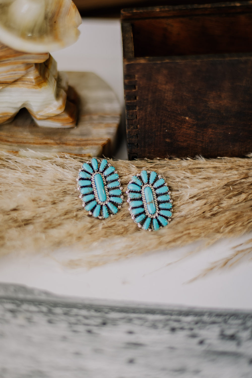 Oval Needlepoint Cluster Earring