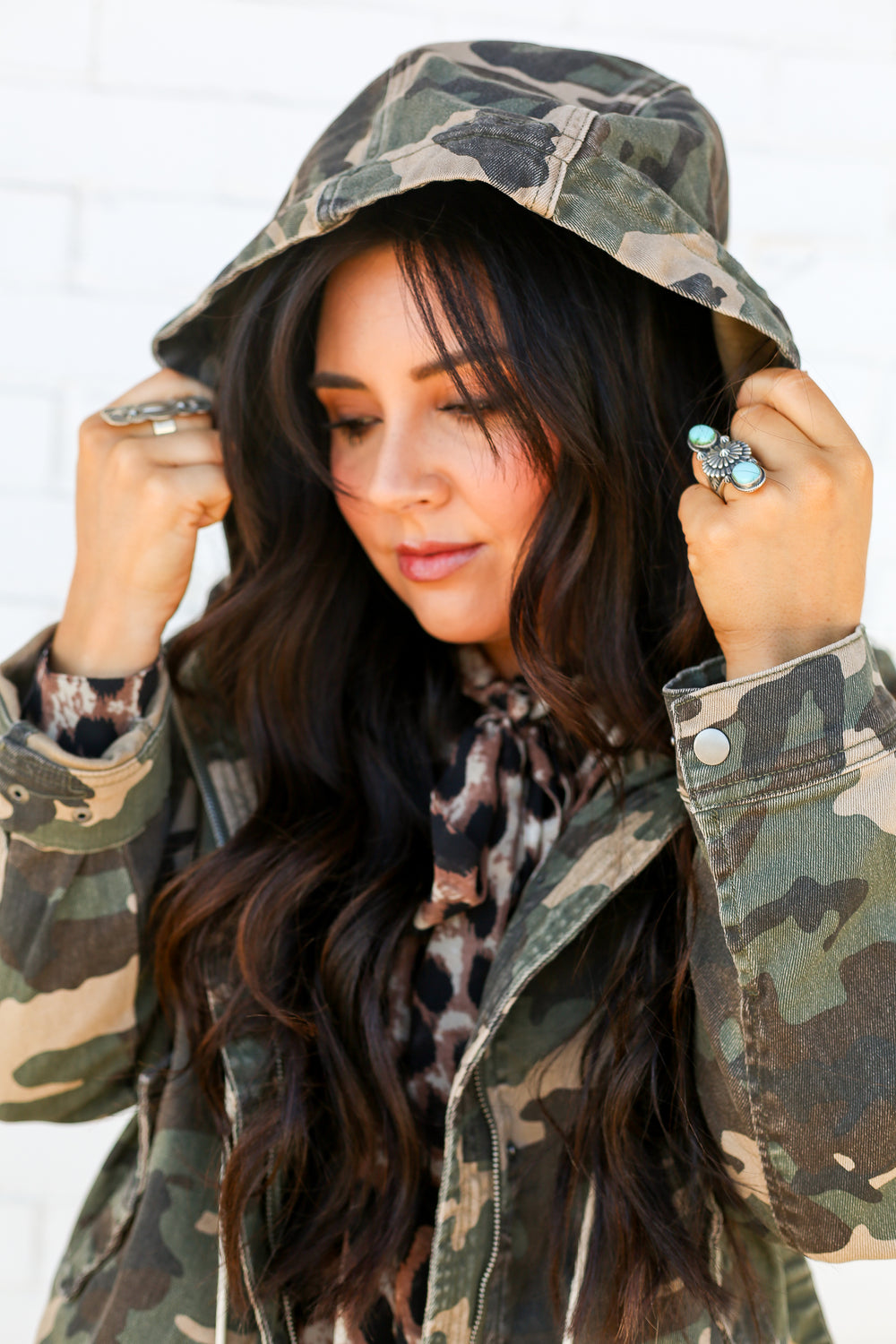 Oversized Camo Raglan-Sleeve Jacket