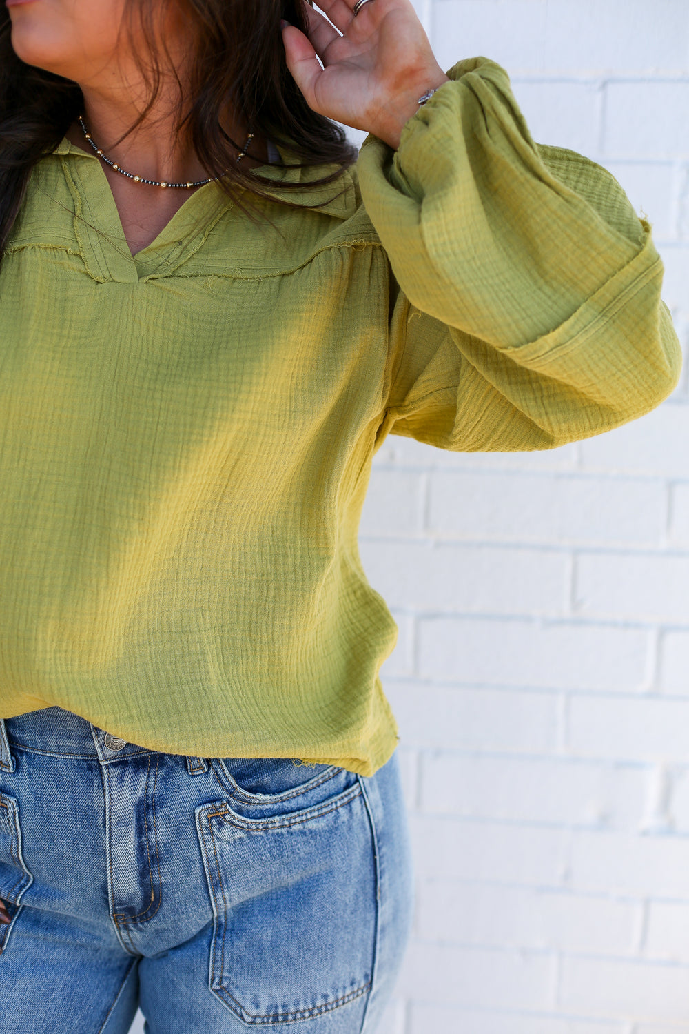 Oversized Cotton Lime Natalie Blouse