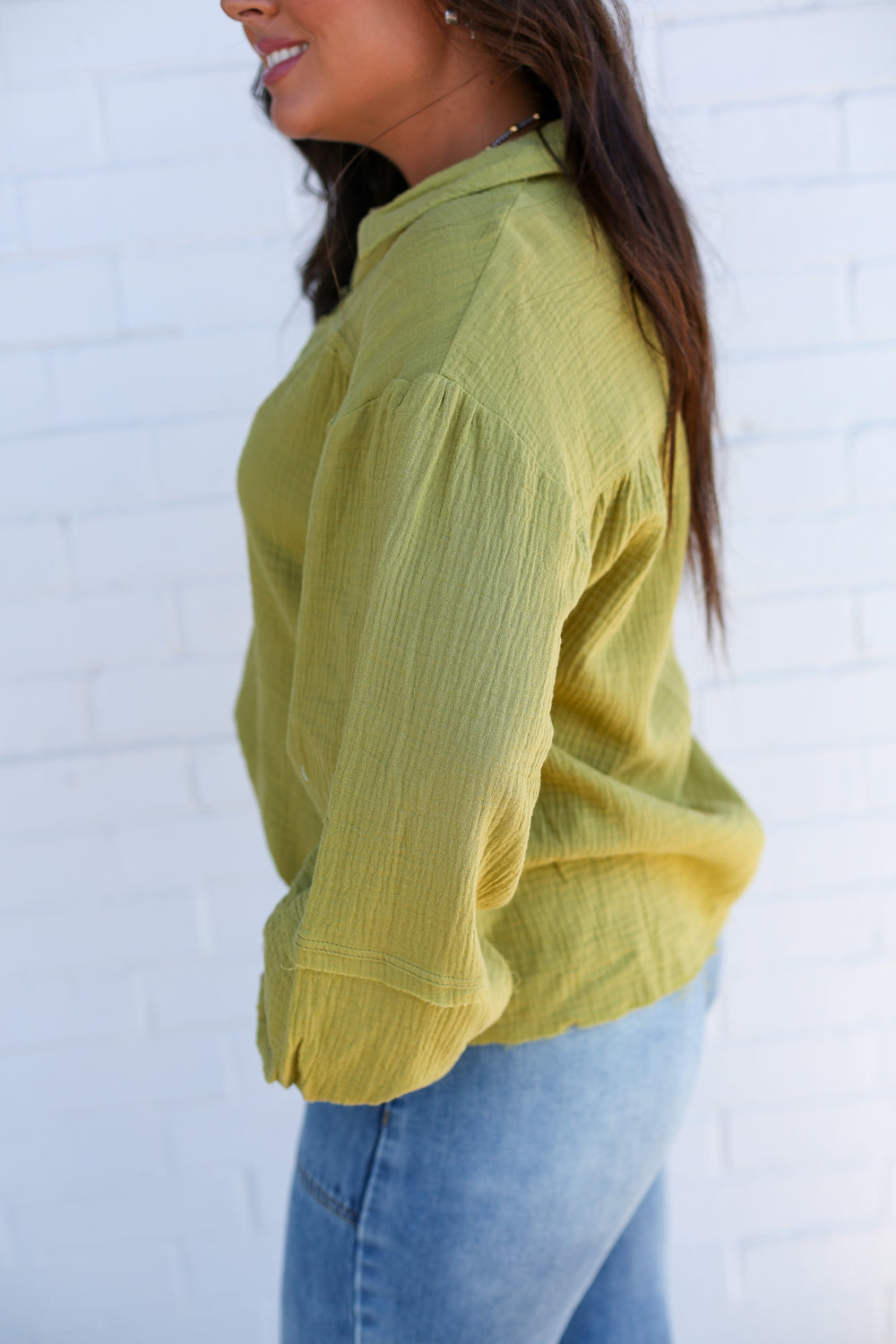 Oversized Cotton Lime Natalie Blouse
