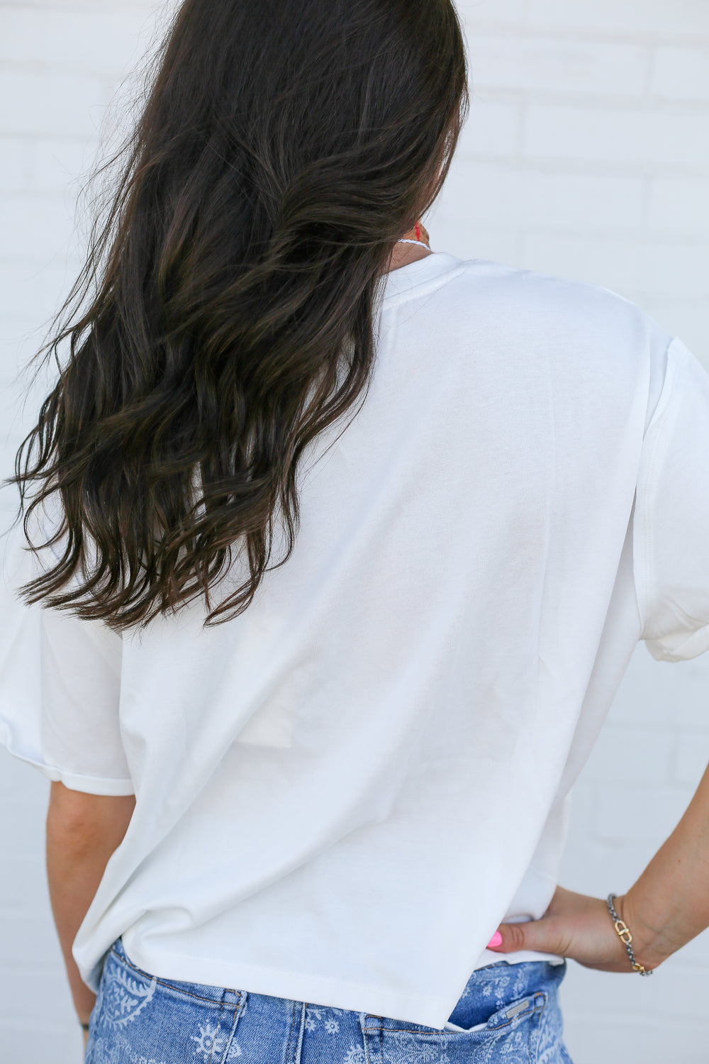 Oversized Off White Embroidered Tee