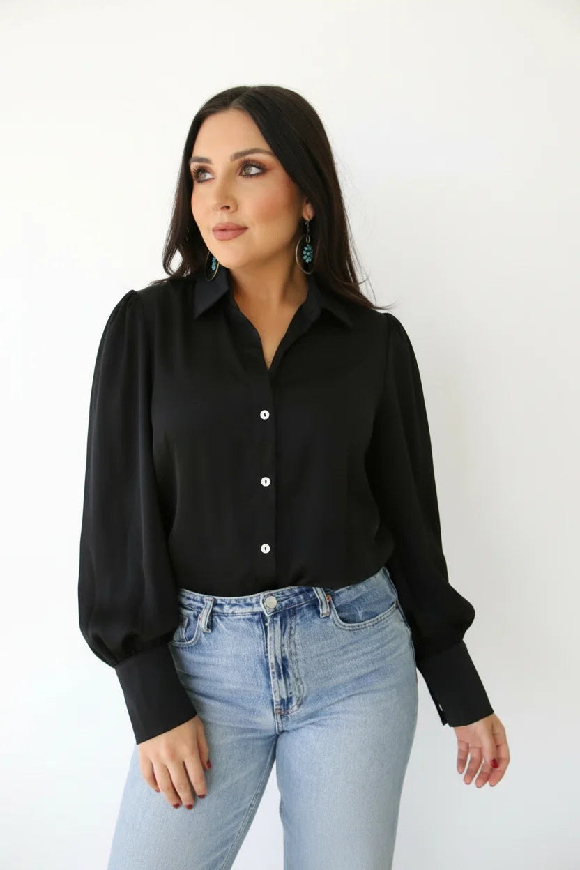 Black Timeless Dressy Button Down