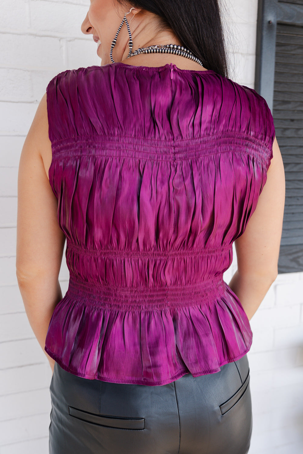 Plum Smocked Fitted Top