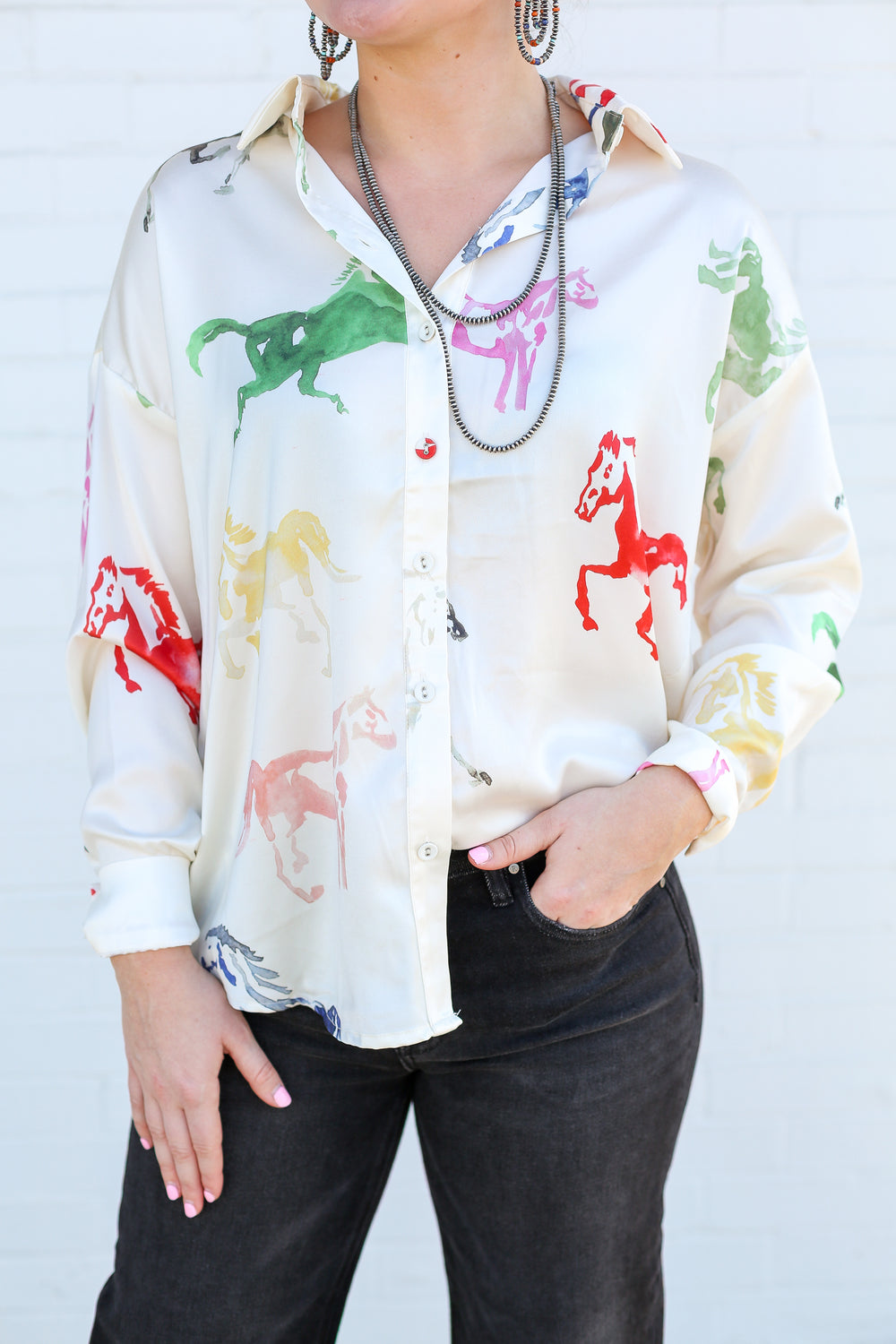 Painted Mane Button Down Blouse