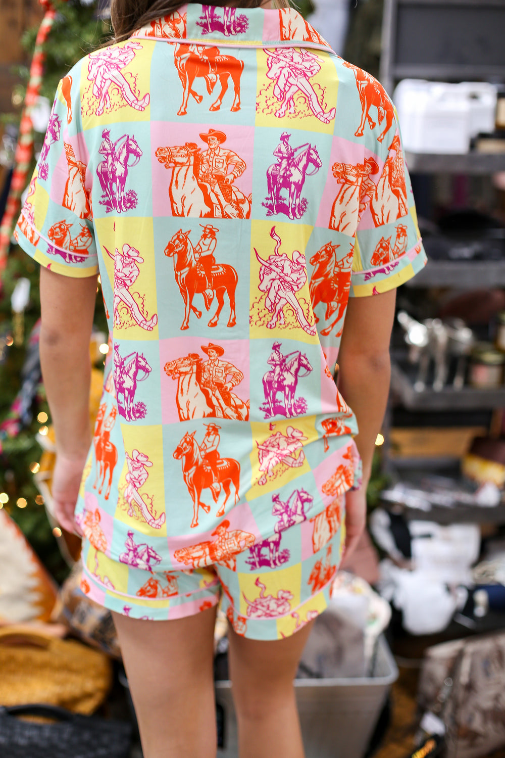 Pastel Cowboy Pajama Short Set